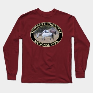 Wild Horses at Theodore Roosevelt National Park in Medora, North Dakota Long Sleeve T-Shirt